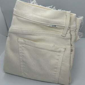 Mother The Rascall Crop Fray Cream Puffs size 27